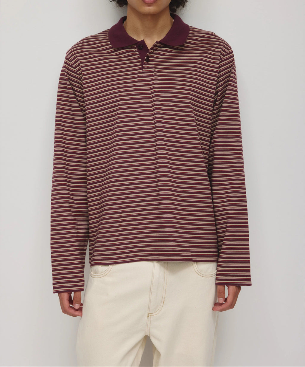 Langärmeliges gestreiftes Poloshirt