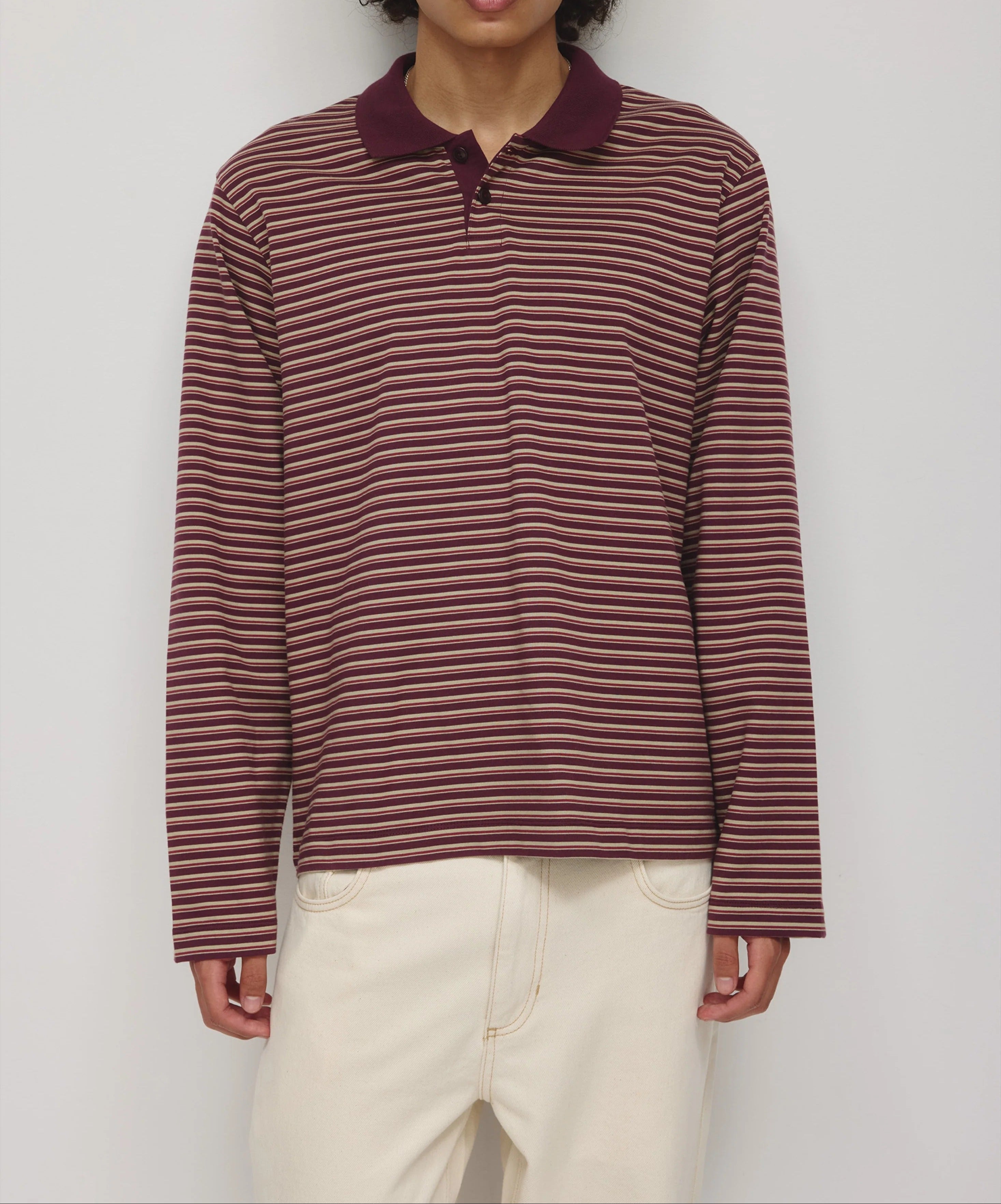 Langärmeliges gestreiftes Poloshirt